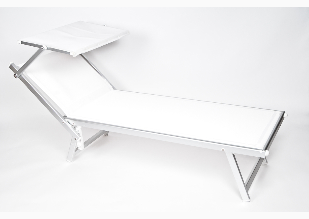 Aluminum x Ecru Melange Chaise Loungers - Sale Due to Minor Cosmetic Damage