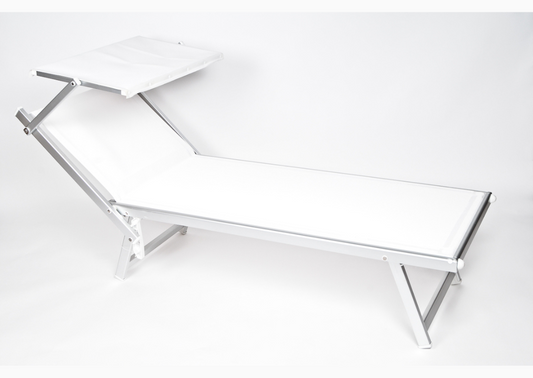 Aluminum x Ecru Melange Chaise Loungers - Sale Due to Minor Cosmetic Damage